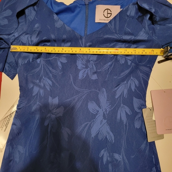 JS Collection Wedding Guest Trinity Floral Blue Dress Cape Sleeve NWT - Picture 11 of 11